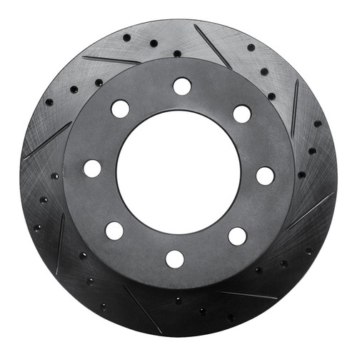 R1 03-05 Chevrolet Silverado 1500 Rear Right Drilled & Slotted Black Brake Rotor