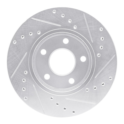 R1 04-08 Chevrolet Malibu Front Left Drilled & Slotted Silver Brake Rotor