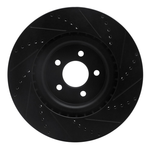 R1 07-14 Ford Mustang Front Left Drilled & Slotted Black Brake Rotor