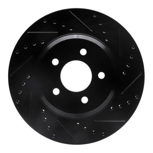 R1 05-14 Ford Mustang Front Right Drilled & Slotted Black Brake Rotor