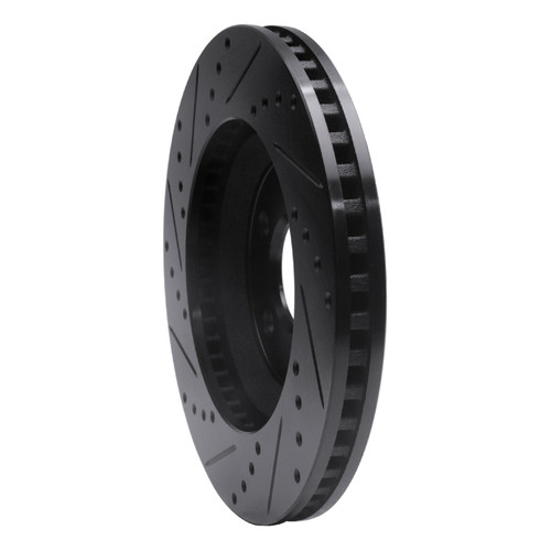 R1 05-14 Ford Mustang Front Right Drilled & Slotted Black Brake Rotor