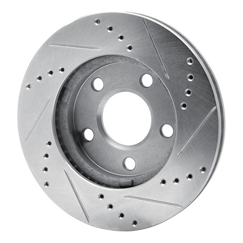 R1 97-05 Chevrolet Malibu Front Left Drilled & Slotted Silver Brake Rotor