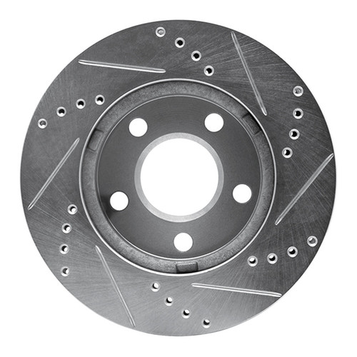 R1 97-05 Chevrolet Malibu Front Left Drilled & Slotted Silver Brake Rotor