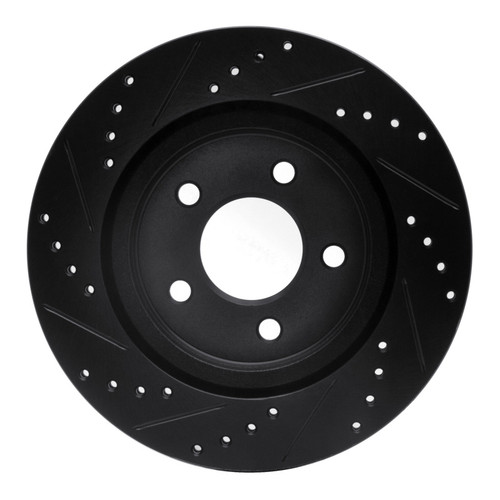 R1 05-14 Ford Mustang Rear Right Drilled & Slotted Black Brake Rotor