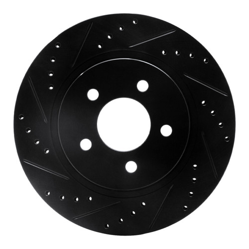 R1 05-14 Ford Mustang Rear Left Drilled & Slotted Black Brake Rotor