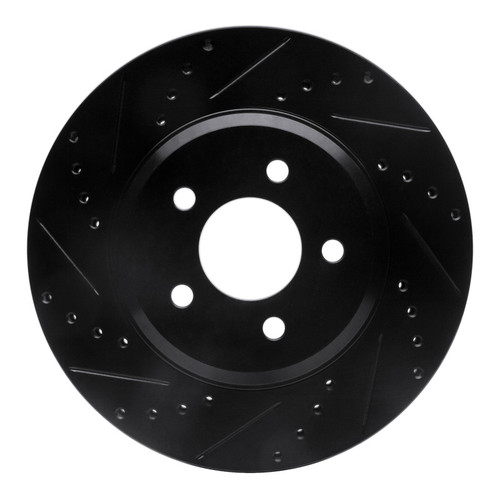 R1 05-14 Ford Mustang Front Left Drilled & Slotted Black Brake Rotor