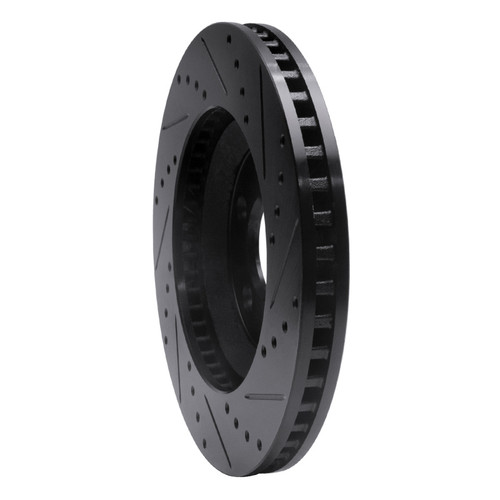 R1 05-14 Ford Mustang Front Left Drilled & Slotted Black Brake Rotor