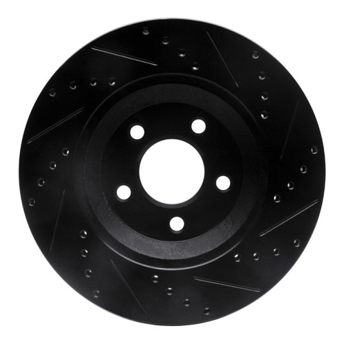 R1 05-14 Ford Mustang Front Left Drilled & Slotted Black Brake Rotor