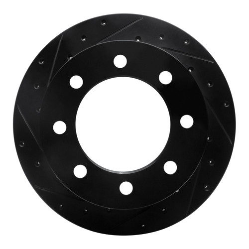 R1 01-10 Chevrolet Express 3500 Rear Left Drilled & Slotted Black Brake Rotor