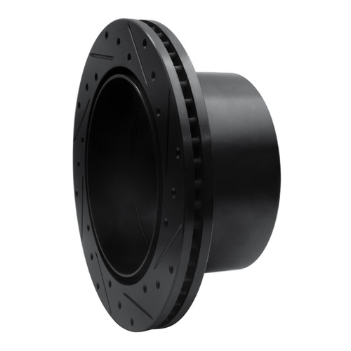 R1 01-10 Chevrolet Express 3500 Rear Left Drilled & Slotted Black Brake Rotor