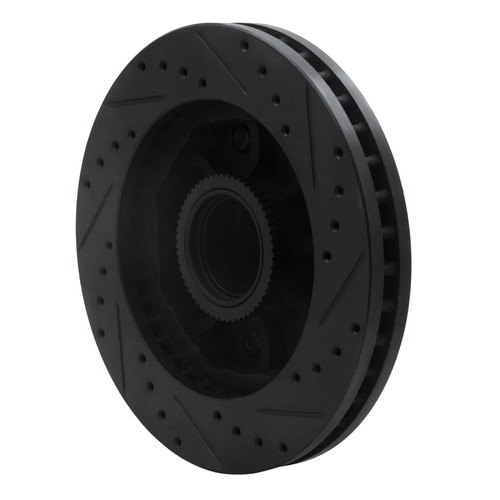 R1 01-02 Chevrolet Express 3500 Front Left Drilled & Slotted Black Brake Rotor