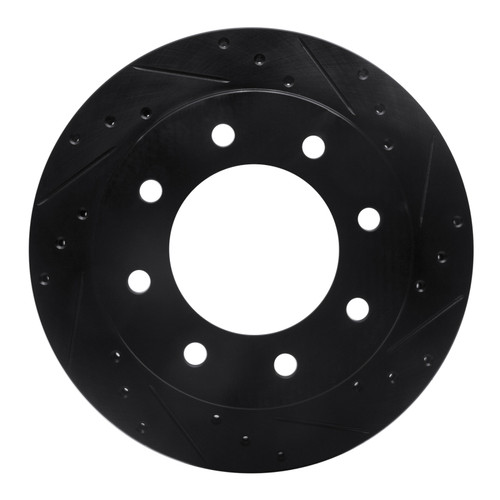 R1 99-25 Chevrolet Express 3500 Rear Right Drilled & Slotted Black Brake Rotor
