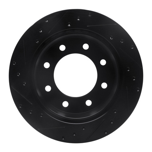 R1 99-25 Chevrolet Express 3500 Rear Right Drilled & Slotted Black Brake Rotor