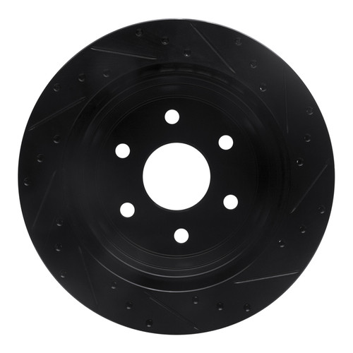 R1 00-14 Cadillac Escalade EXT Rear Left Drilled & Slotted Black Brake Rotor