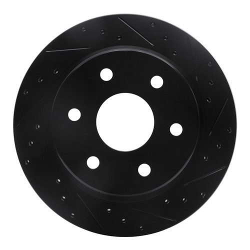 R1 00-14 Cadillac Escalade ESV Rear Right Drilled & Slotted Black Brake Rotor