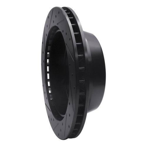 R1 00-14 Cadillac Escalade ESV Rear Right Drilled & Slotted Black Brake Rotor