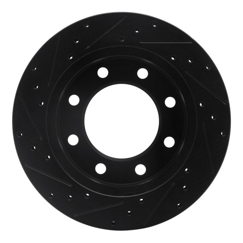 R1 99-20 Cadillac DeVille Front Right Drilled & Slotted Black Brake Rotor