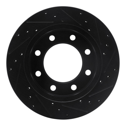 R1 99-20 Cadillac DeVille Front Left Drilled & Slotted Black Brake Rotor