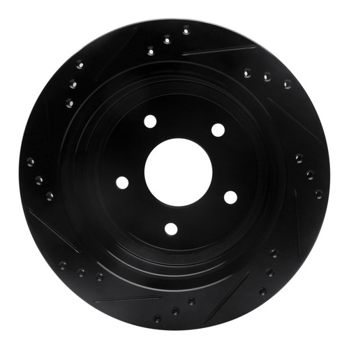 R1 98-05 Chevrolet S10 Rear Right Drilled & Slotted Black Brake Rotor