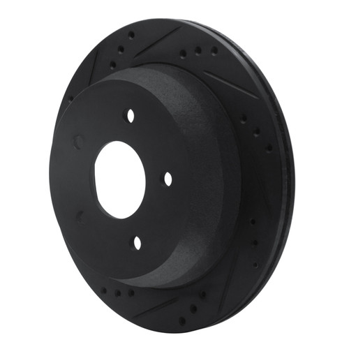 R1 98-05 Chevrolet S10 Rear Left Drilled & Slotted Black Brake Rotor