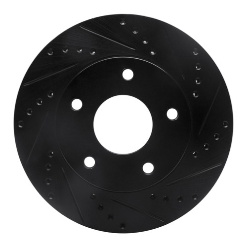 R1 97-05 Chevrolet S10 Front Right Drilled & Slotted Black Brake Rotor