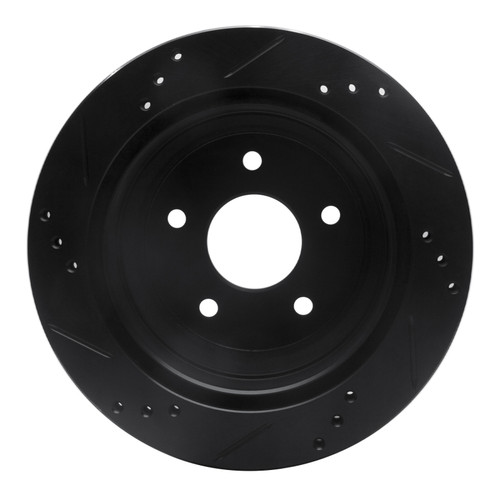 R1 97-05 Chevrolet S10 Rear Right Drilled & Slotted Black Brake Rotor