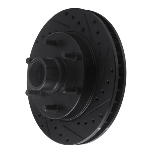 R1 94-02 Chevrolet C2500 Front Right Drilled & Slotted Black Brake Rotor