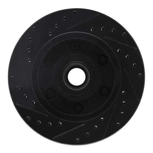 R1 94-02 Chevrolet C2500 Front Right Drilled & Slotted Black Brake Rotor