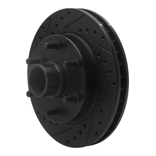 R1 94-02 Chevrolet C2500 Front Left Drilled & Slotted Black Brake Rotor