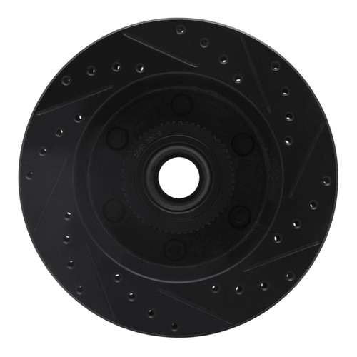 R1 94-02 Chevrolet C2500 Front Left Drilled & Slotted Black Brake Rotor