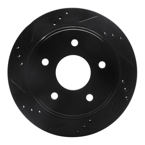 R1 97-05 Chevrolet Blazer Rear Left Drilled & Slotted Black Brake Rotor