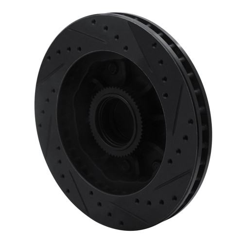 R1 92-02 Chevrolet G30 Front Left Drilled & Slotted Black Brake Rotor