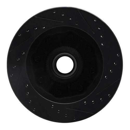 R1 92-02 Chevrolet G30 Front Left Drilled & Slotted Black Brake Rotor