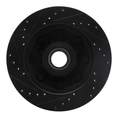 R1 93-95 Chevrolet G30 Front Right Drilled & Slotted Black Brake Rotor