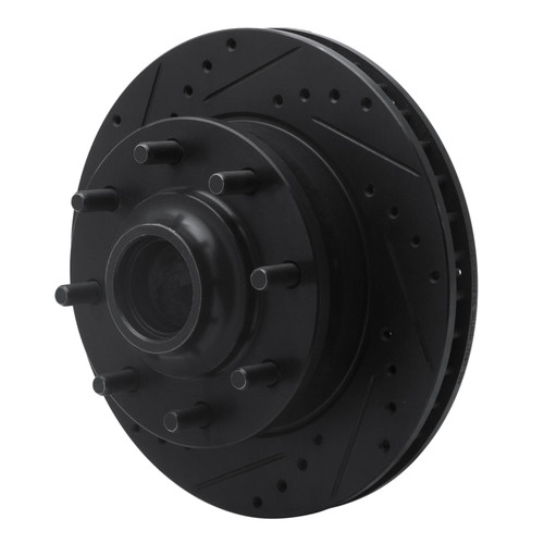 R1 93-95 Chevrolet G30 Front Left Drilled & Slotted Black Brake Rotor