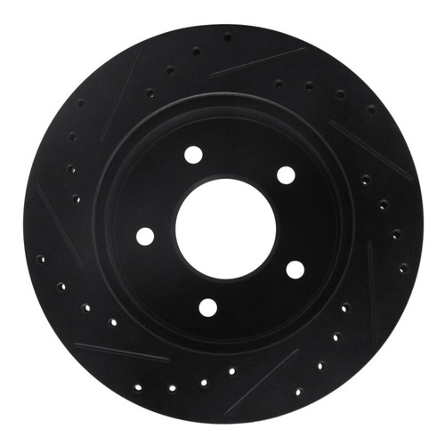 R1 90-02 Chevrolet ASTRO Front Right Drilled & Slotted Black Brake Rotor
