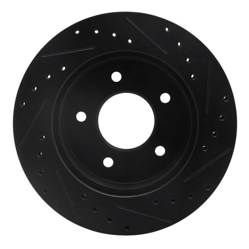 R1 90-02 Chevrolet ASTRO Front Left Drilled & Slotted Black Brake Rotor