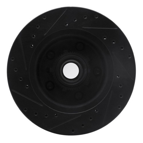 R1 90-02 Chevrolet ASTRO Front Right Drilled & Slotted Black Brake Rotor ECB-48015R