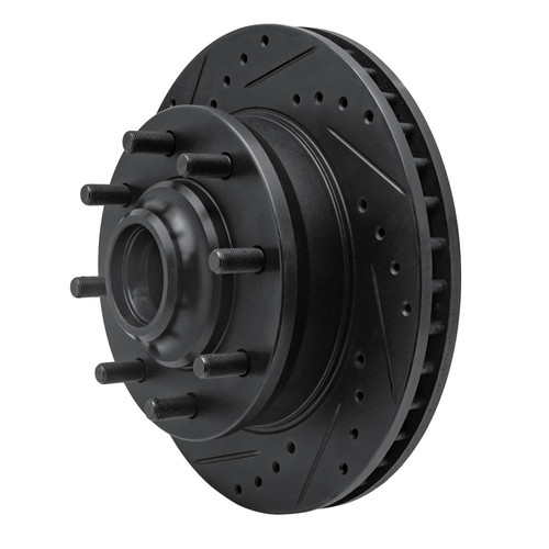 R1 71-95 Chevrolet P20 Front Left Drilled & Slotted Black Brake Rotor