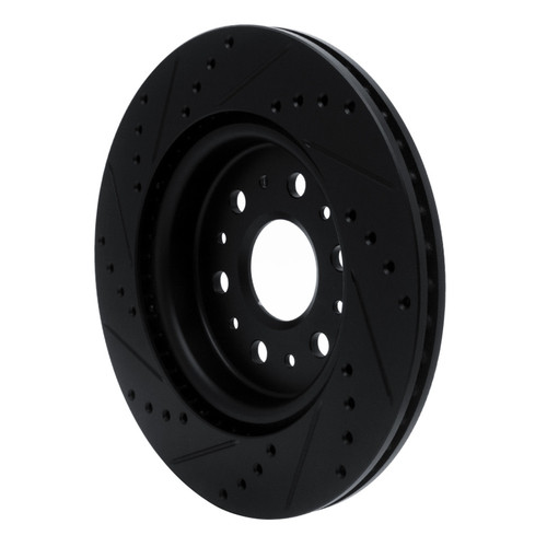 R1 17-25 Buick Enclave Rear Right Drilled & Slotted Black Brake Rotor