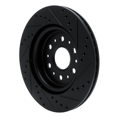 R1 17-25 Buick Enclave Rear Left Drilled & Slotted Black Brake Rotor