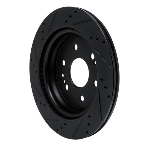 R1 19-25 Cadillac Escalade ESV Rear Right Drilled & Slotted Black Brake Rotor