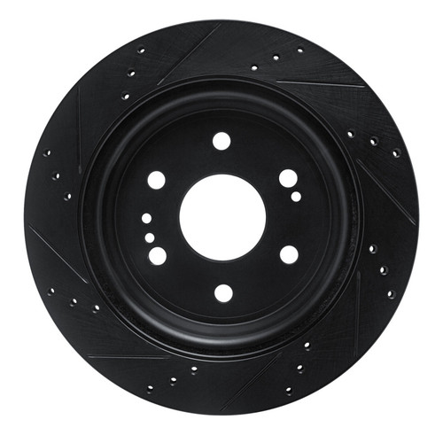 R1 19-25 Cadillac Escalade ESV Rear Right Drilled & Slotted Black Brake Rotor