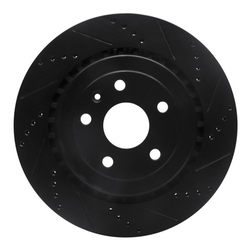R1 16-24 Cadillac ATS Rear Right Drilled & Slotted Black Brake Rotor
