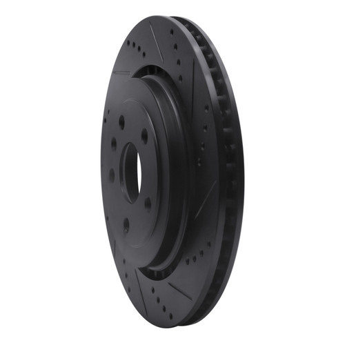 R1 16-24 Cadillac ATS Rear Right Drilled & Slotted Black Brake Rotor