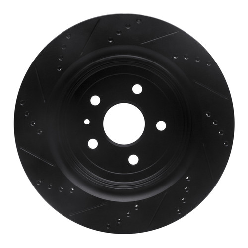 R1 16-24 Cadillac ATS Rear Right Drilled & Slotted Black Brake Rotor