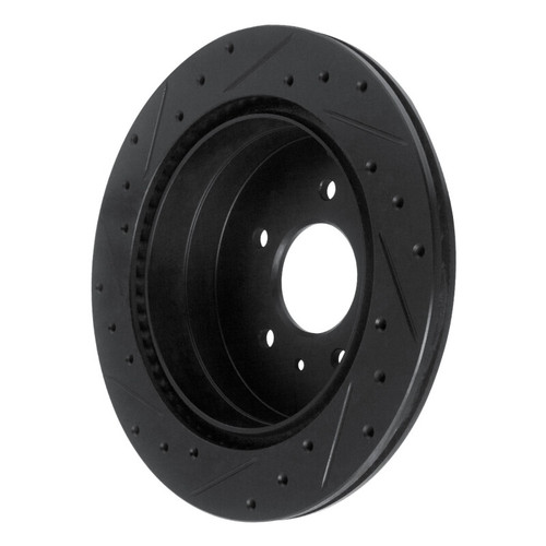 R1 07-15 Chevrolet Captiva Rear Right Drilled & Slotted Black Brake Rotor