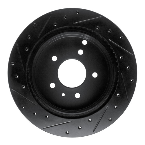 R1 07-15 Chevrolet Captiva Rear Right Drilled & Slotted Black Brake Rotor