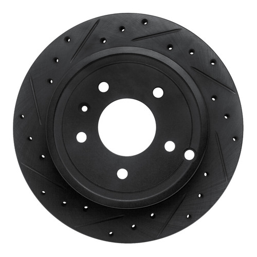 R1 07-15 Chevrolet Equinox Rear Left Drilled & Slotted Black Brake Rotor