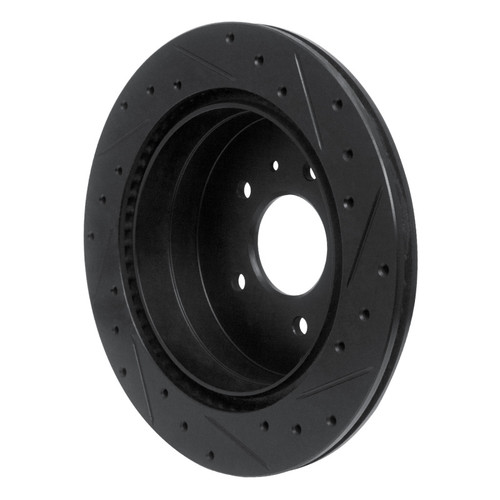 R1 07-15 Chevrolet Equinox Rear Left Drilled & Slotted Black Brake Rotor